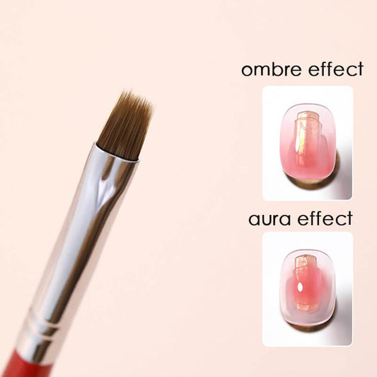 Upgrade ombre nail art brush with flat bristles and ergonomic handle