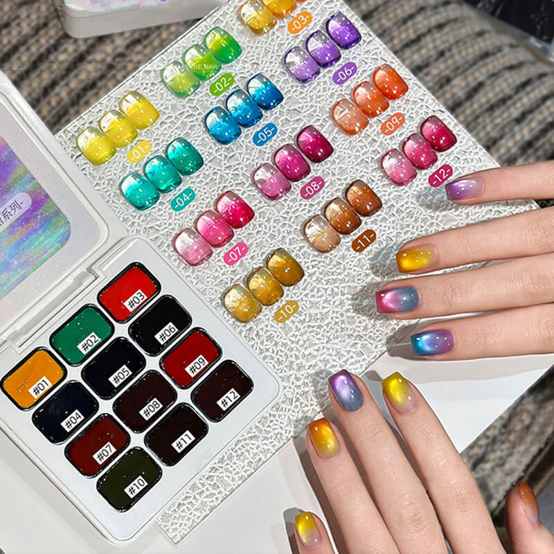 Crystal candy ombre gel collection with vibrant translucent colors