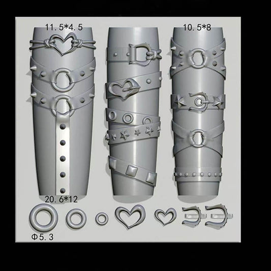 Belt buckle nail silicone mold featuring multiple buckle-shaped cavities in various sizes and styles
