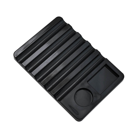  black 5-slot nail art brush holder with built-in mixing palette in white acrylic design