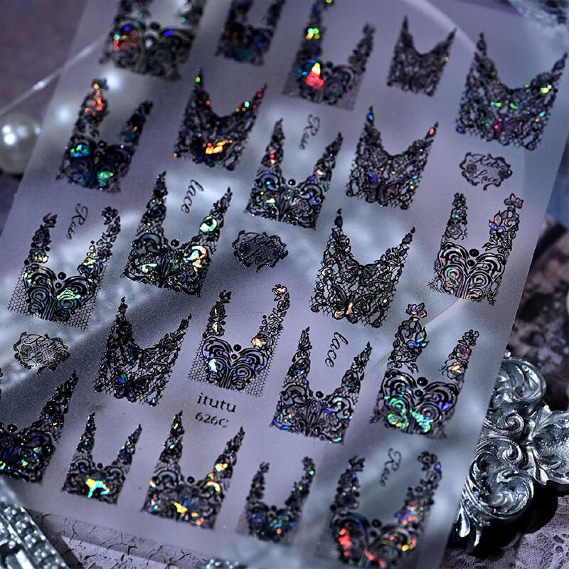 Decorative vintage lace nail stickers for nail designs