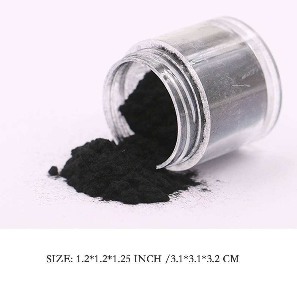 Velvet nail art powder container with ultra-fine flocking particles visible