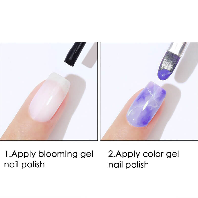 Blooming gel expanding and pushing color outward to form organic floral patterns