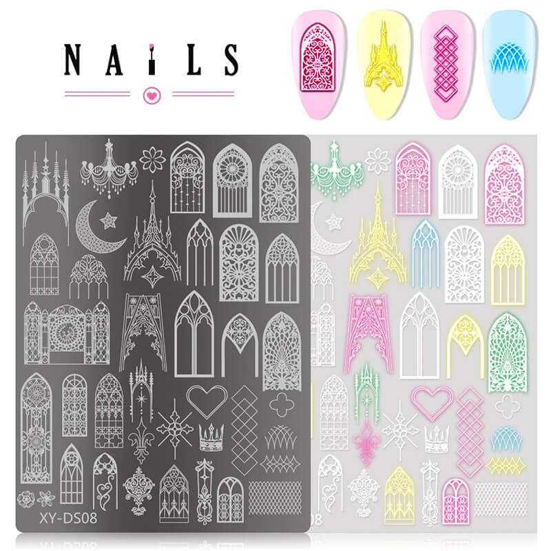 Butterfly Floral Heart Window Pattern Nail Stamping Plate – Multi-Pattern Nail Art Steel Plate