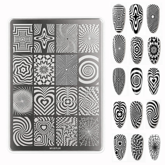 Op Art Nail Stamping Plate – Optical Illusion Nail Art Steel Plate