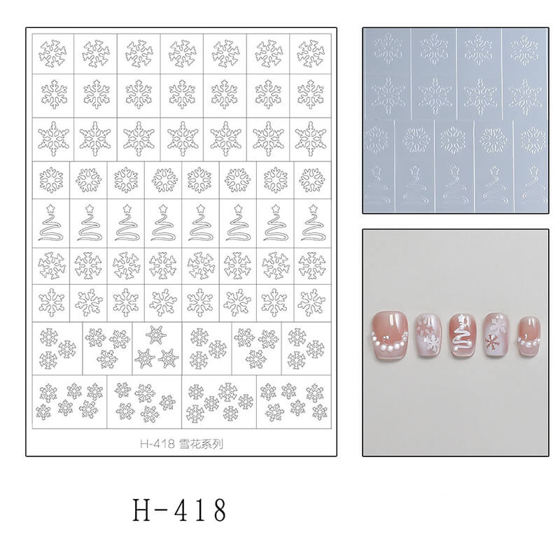 Upgraded ultra-thin transparent Christmas nail stickers with snowflake