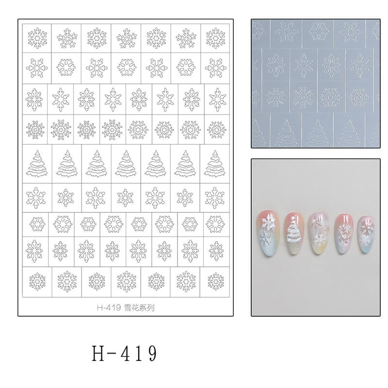 Upgraded ultra-thin transparent Christmas nail stickers with snowflake