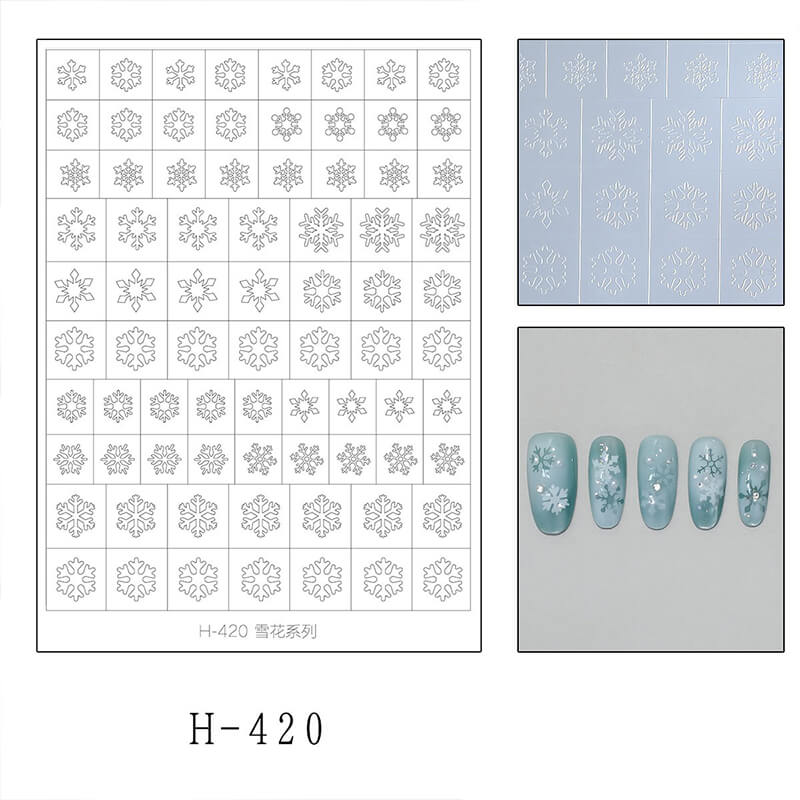 Upgraded ultra-thin transparent Christmas nail stickers with snowflake