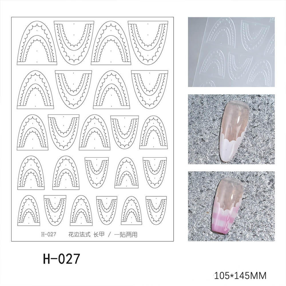 Accurate French Plaid Nail Art Stencil Stickers with Alignment Line