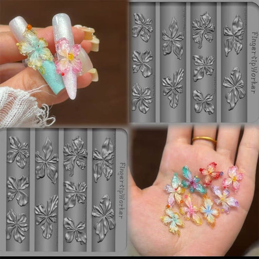 3D Flower Silicone Nail Mold – Embossed Floral Nail Art Mold