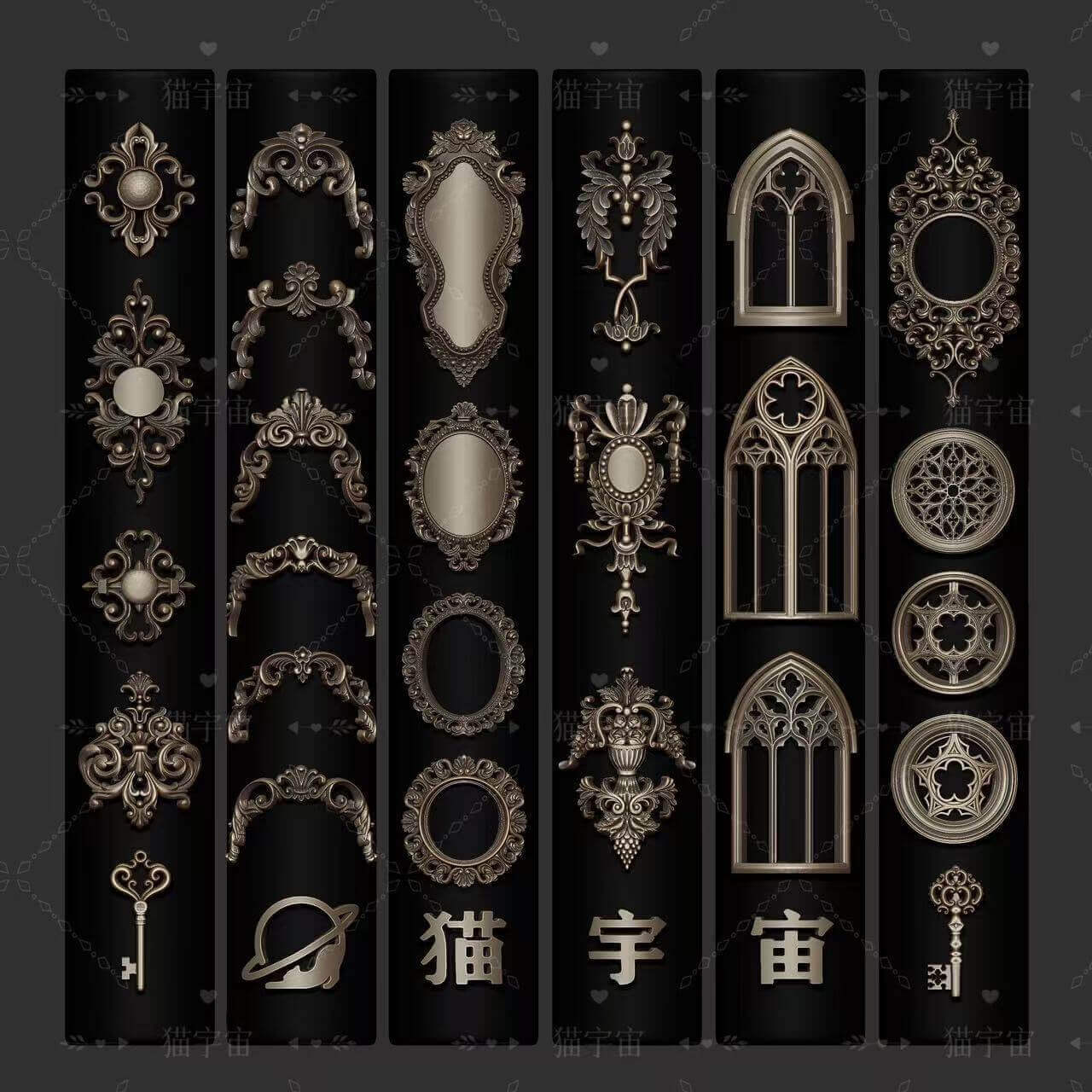 Baroque Royal Window Relief Silicone Nail ArtMold – 3D Ornate Nail Design Mold