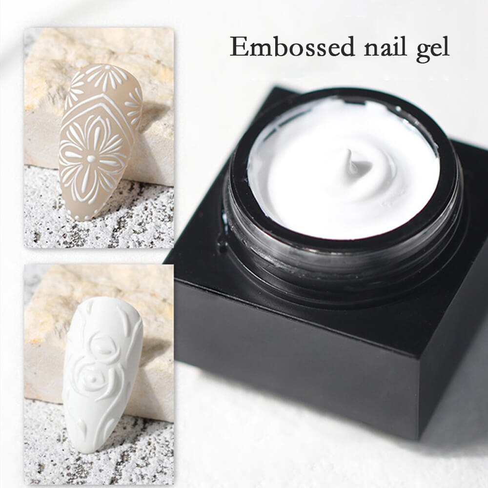 3D soak off embossed nail art gel polish bottle with thick formula for raised designs