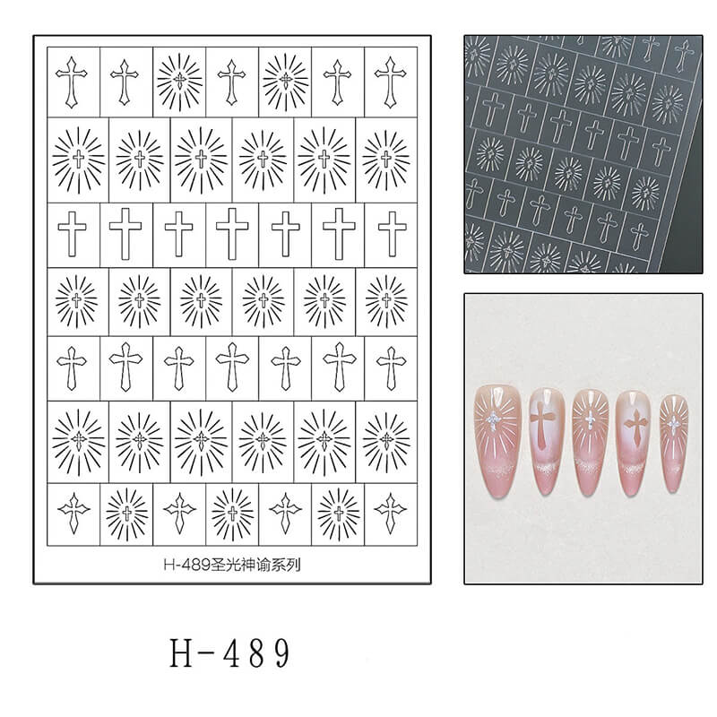 Sacred Heart & Cross Nail Stencil Stickers – Hollow Airbrush Nail Art Guides