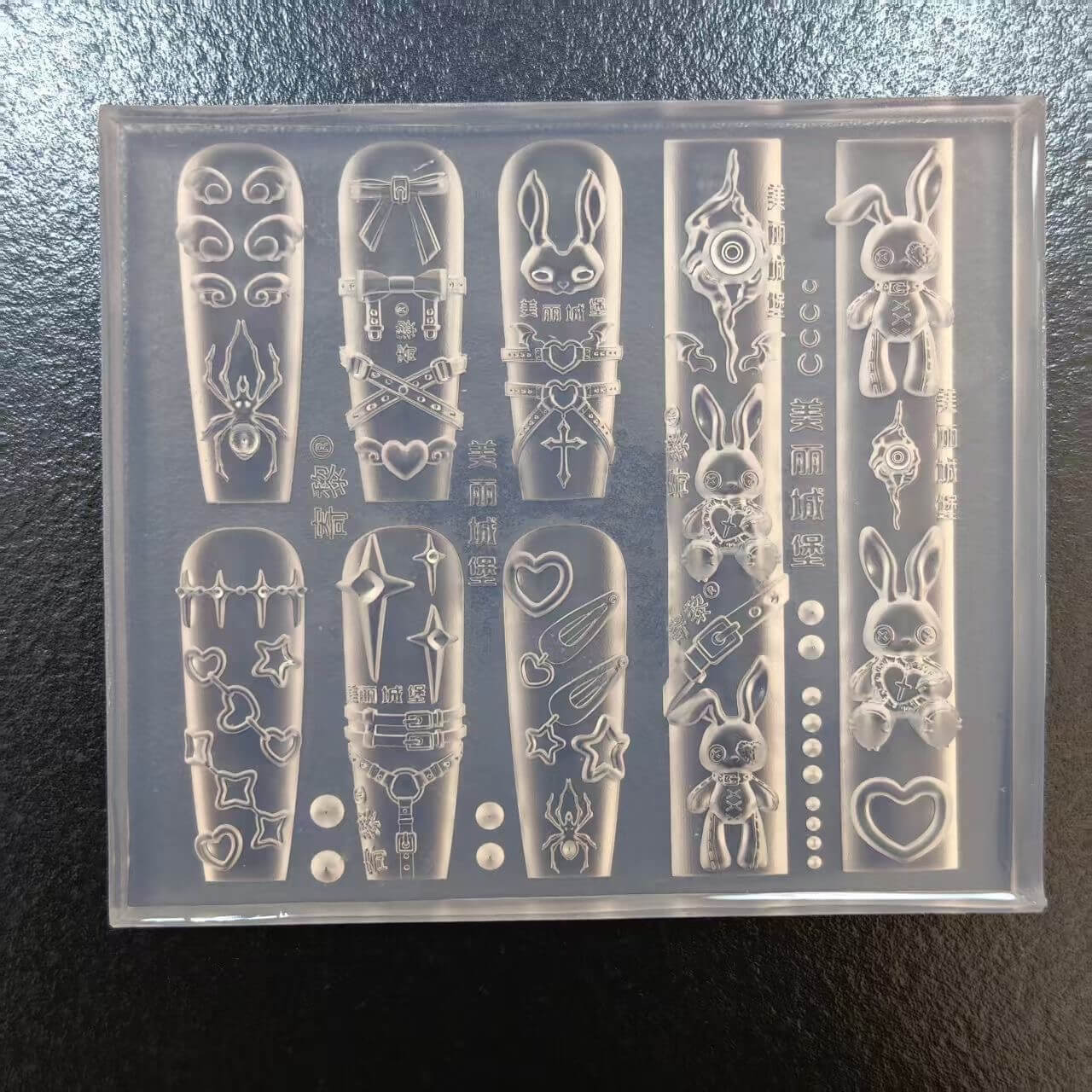 Sweet & Edgy Bunny Silicone Nail Art Mold – 3D Cute Punk Rabbit Nail Design