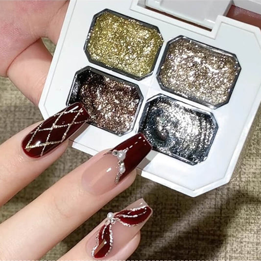 Four grid high-density platinum glitter gel palette with four shimmering shades