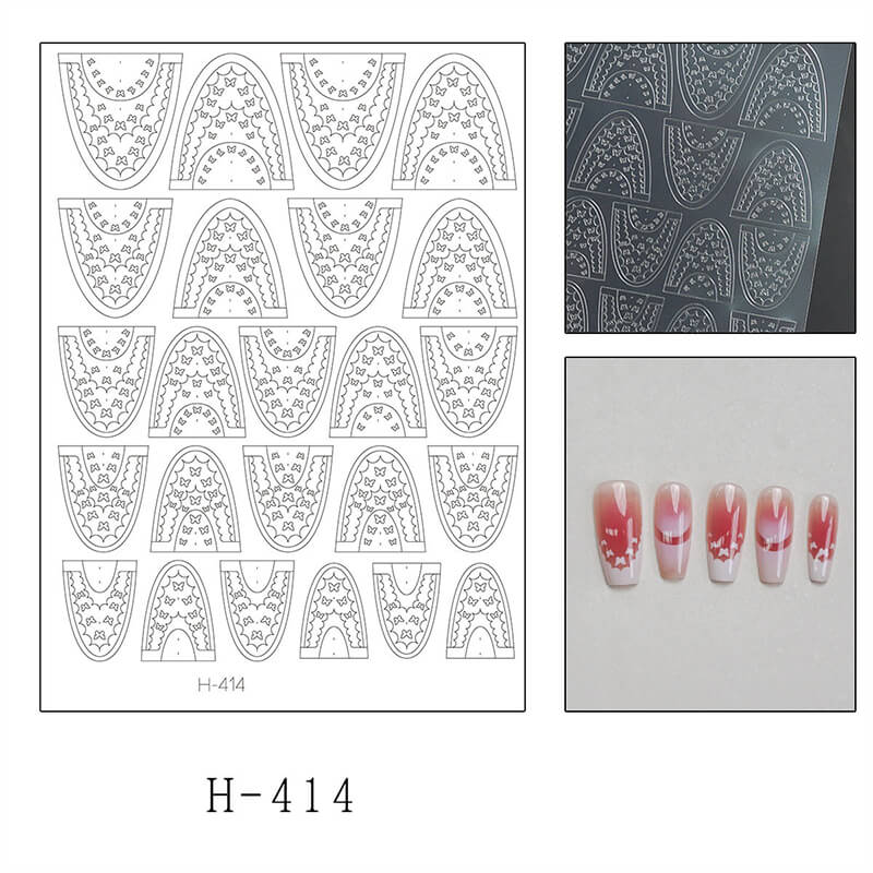 French Lace Nail Stickers – Butterfly, Star, Heart & Cheese Pattern Decals