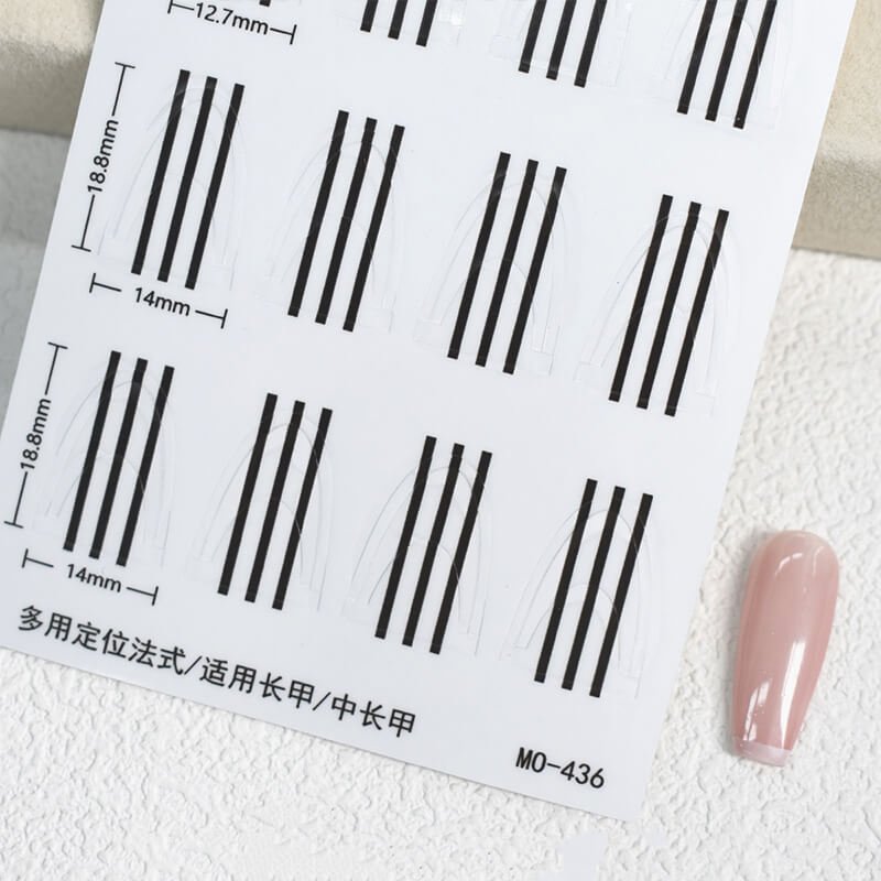 Accurate French Plaid Nail Art Stencil Stickers with Alignment Line