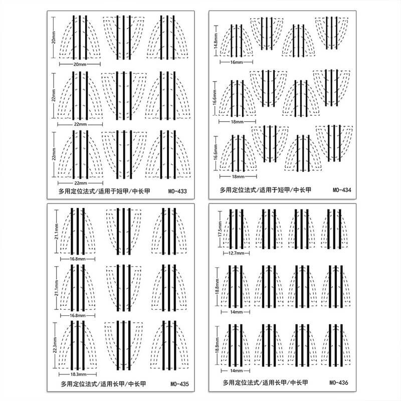 Accurate French plaid nail art stencil stickers with built-in alignment lines for precision placement