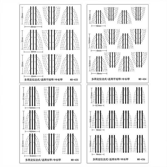 Accurate French plaid nail art stencil stickers with built-in alignment lines for precision placement