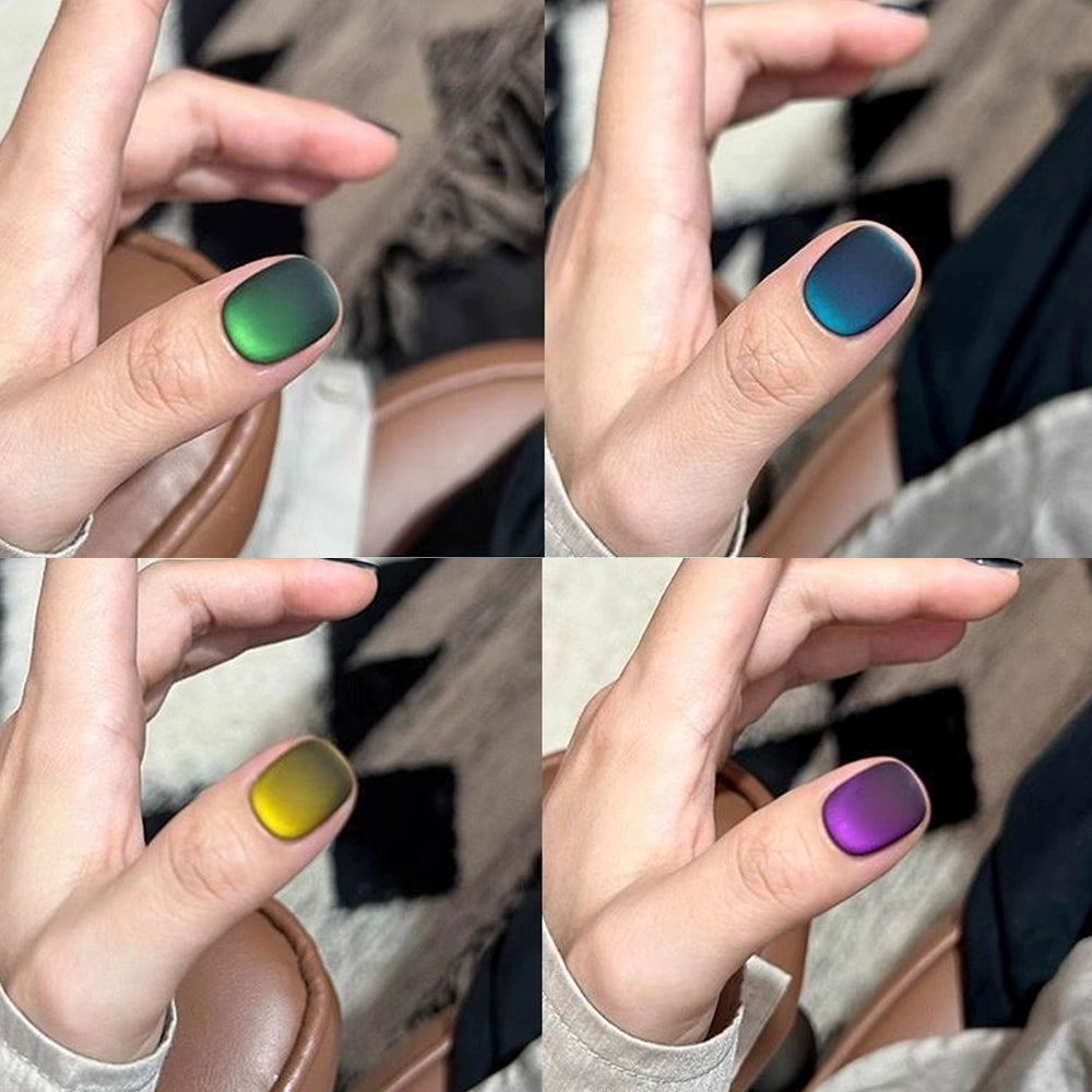 Galaxy cat eye polish catching light showing nebula-like color shifts