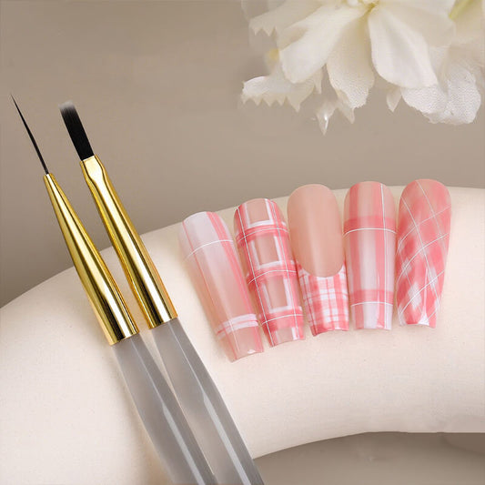 Plaid nail pen liner brush with ultra-fine tip and ergonomic pen-style grip