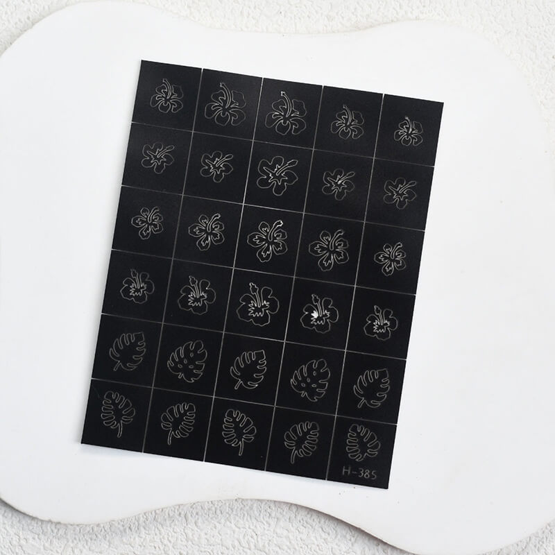 Nail art sticker sheet featuring leaves