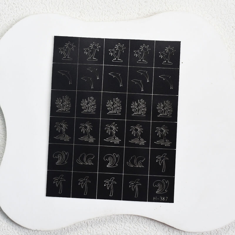 Nail art sticker sheet featuring trees