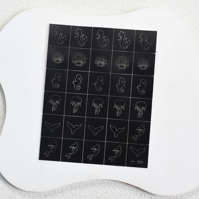 Nail art sticker sheet featuring mermaid