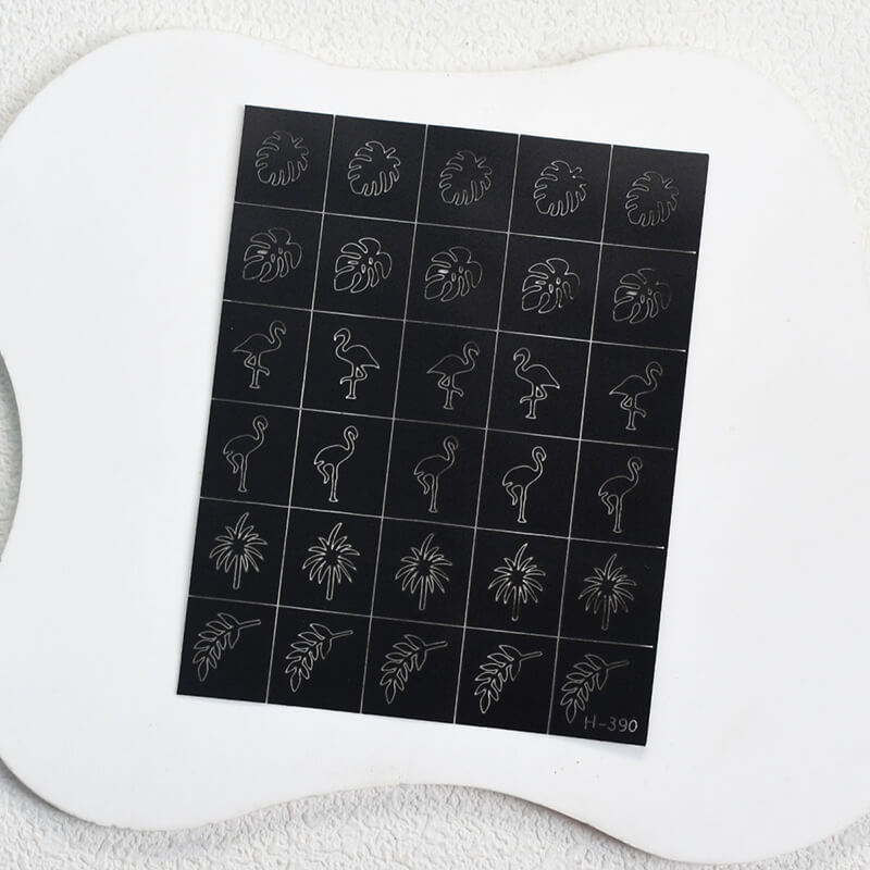 Nail art sticker sheet featuring flamingo