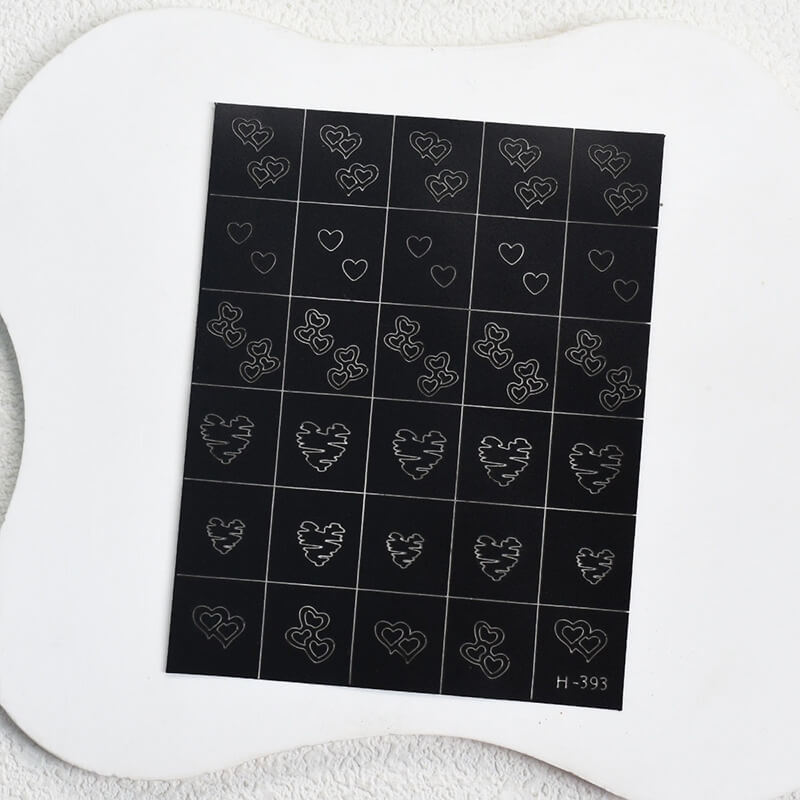 Nail art sticker sheet featuring heart