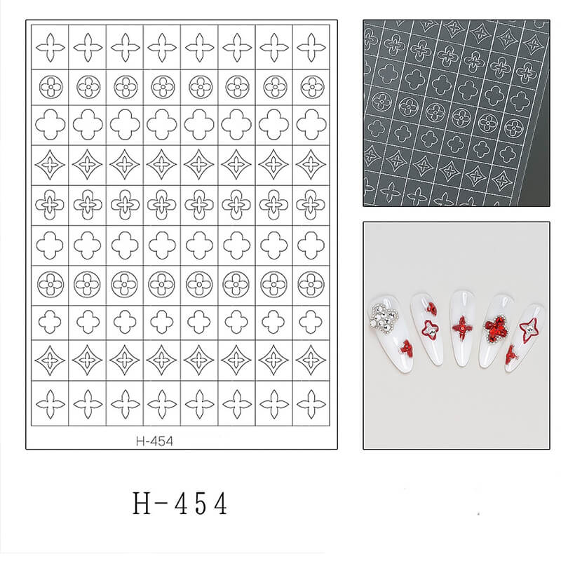 Four-leaf clover nail stickers, oval pattern design, ultra-thin self-adhesive nail art decals, lucky charm manicure essentials.