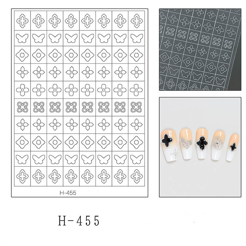 Nail sticker sheet showing multiple ultra-thin clover oval patterns in rows.