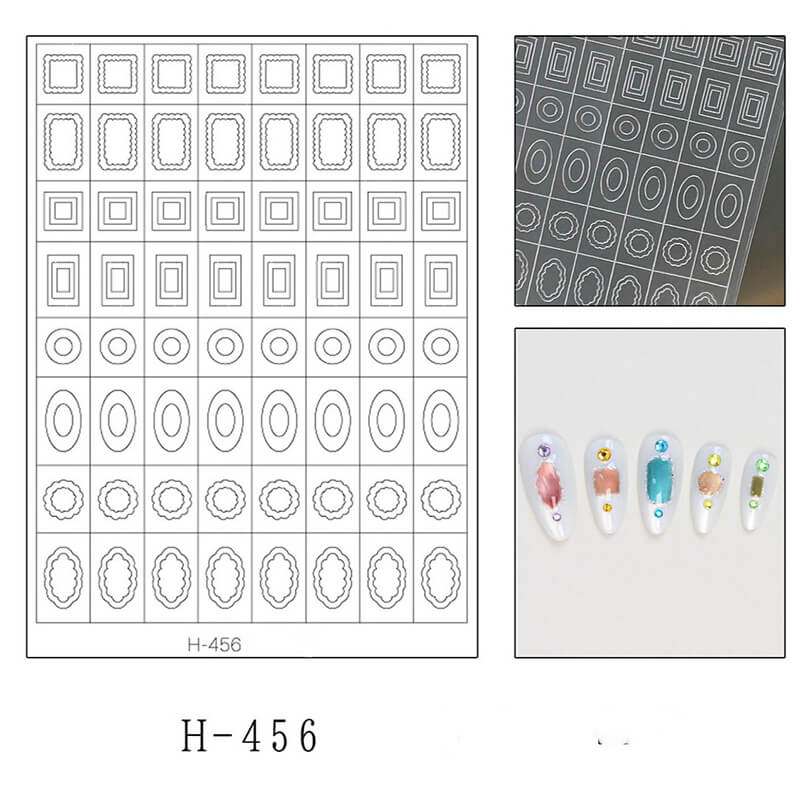 Nail sticker sheet showing multiple ultra-thin clover oval patterns in rows.