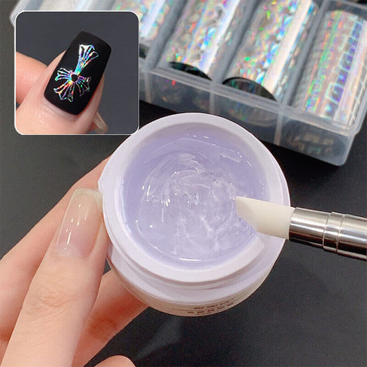 2 in 1 Nail Foil Transfer Gel – Stamping Plate & Foil Printing Adhesive