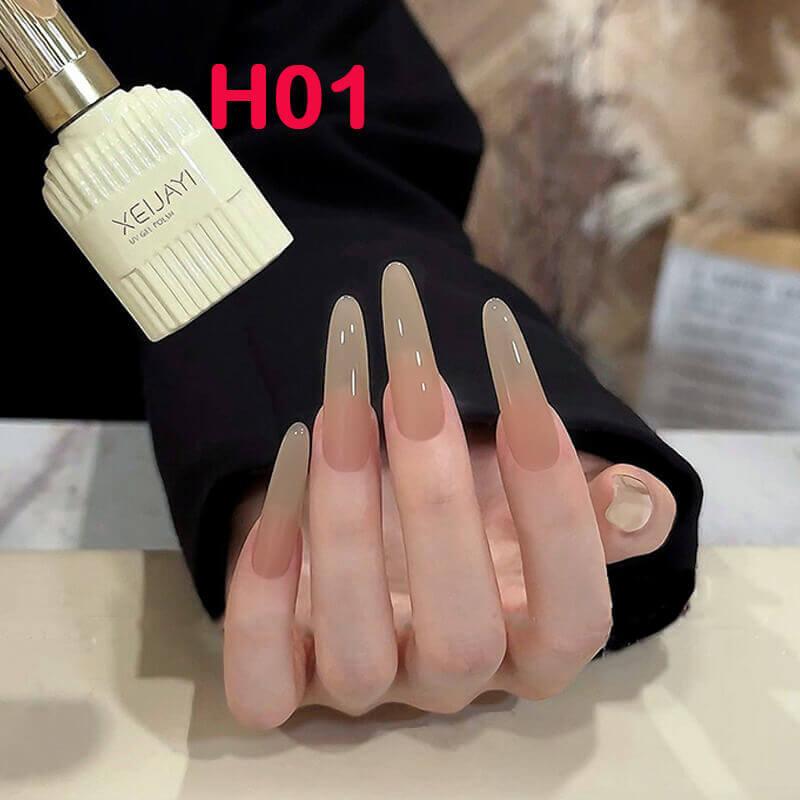 Natural look nail foundation gel in sleek bottle with soft nude shade.