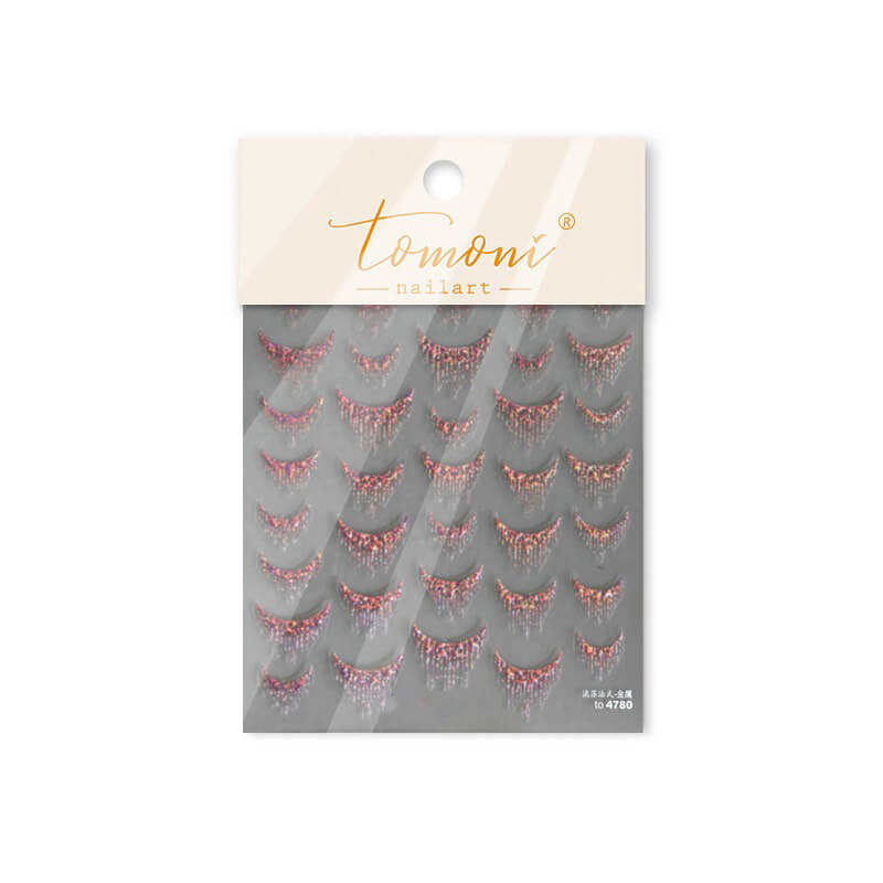 Shiny Sliver Gliding French Tassel Nail Art Sticker