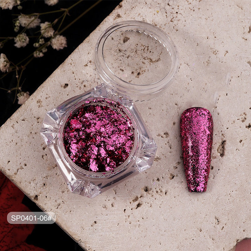 Glitter Nail Foil Flakes Sparkly Aluminum Nail Foil Sequins Nail Art Decoration