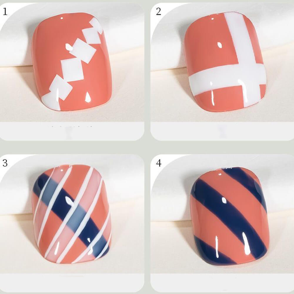 Liner brush painting straight vertical lines on nail for plaid base construction