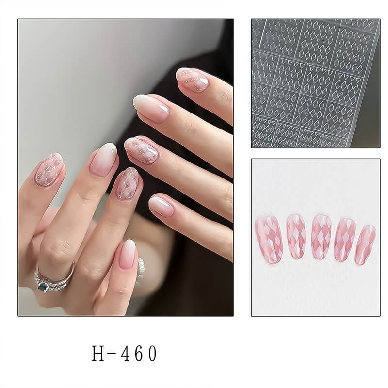 Nail sticker sheet set showing three patterns—plaid designs.