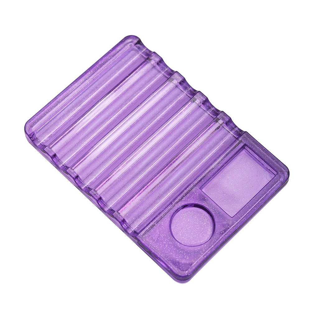  purple 5-slot nail art brush holder with built-in mixing palette in white acrylic design