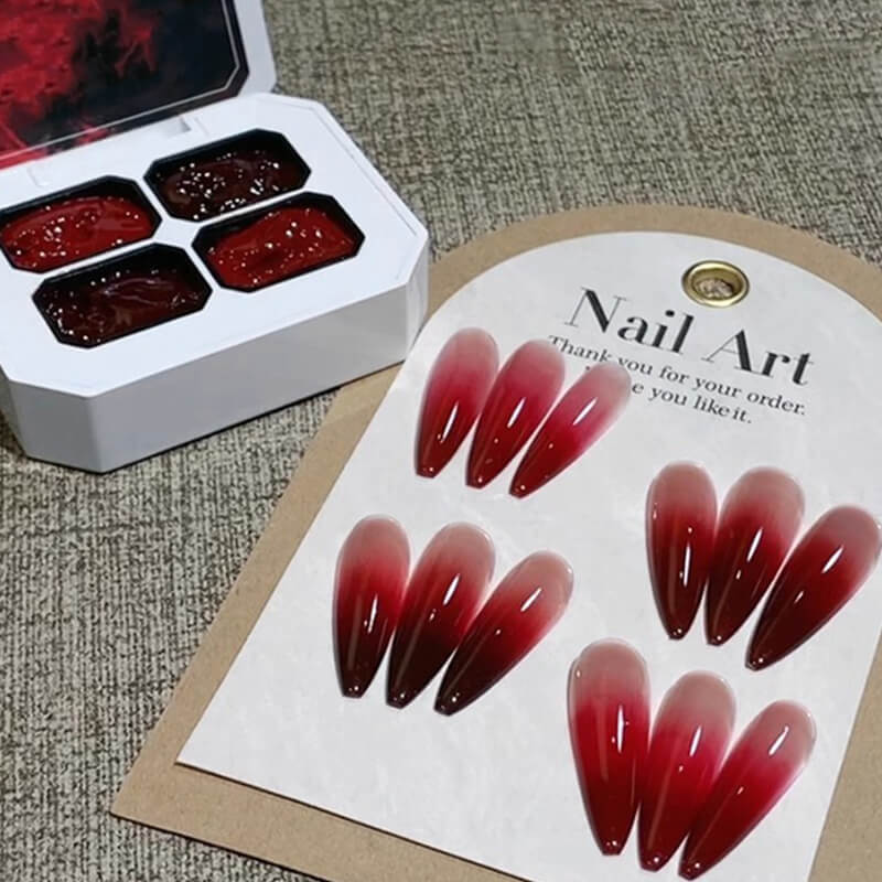 Four grid red painting gel palette with four essential red shades from bright to deep