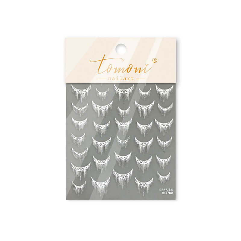 Shiny Sliver Gliding French Tassel Nail Art Sticker