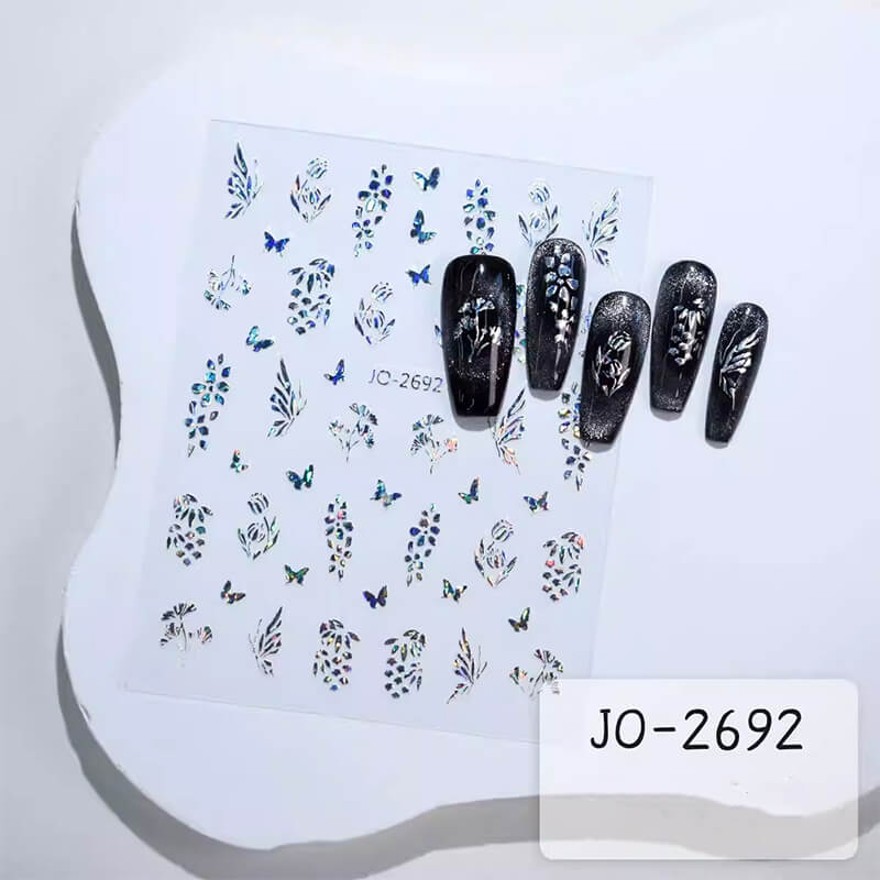 Sliver Laser Butterfly Snowflake Nail Art Sitcker