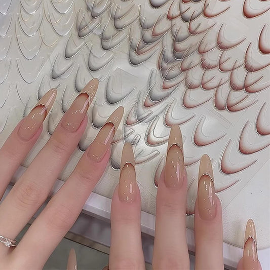 Gold Silver line Ombre French Tip Nail Stickers