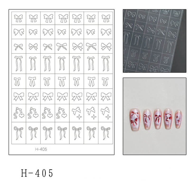 Ultra-fit transparent nail airbrush sticker sheet featuring bowknot