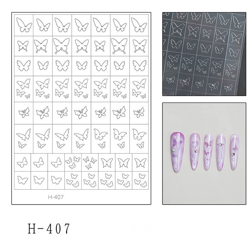 tUltra-fit transparent nail airbrush sticker sheet featuring butterfly