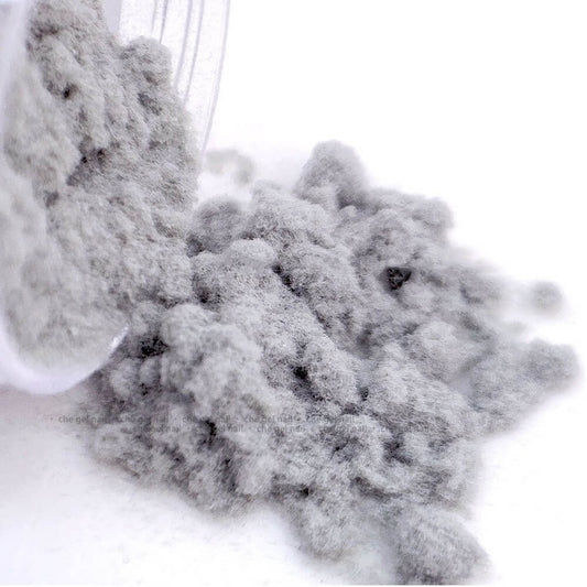 Close-up of velvet flocking powder showing soft, fibrous texture