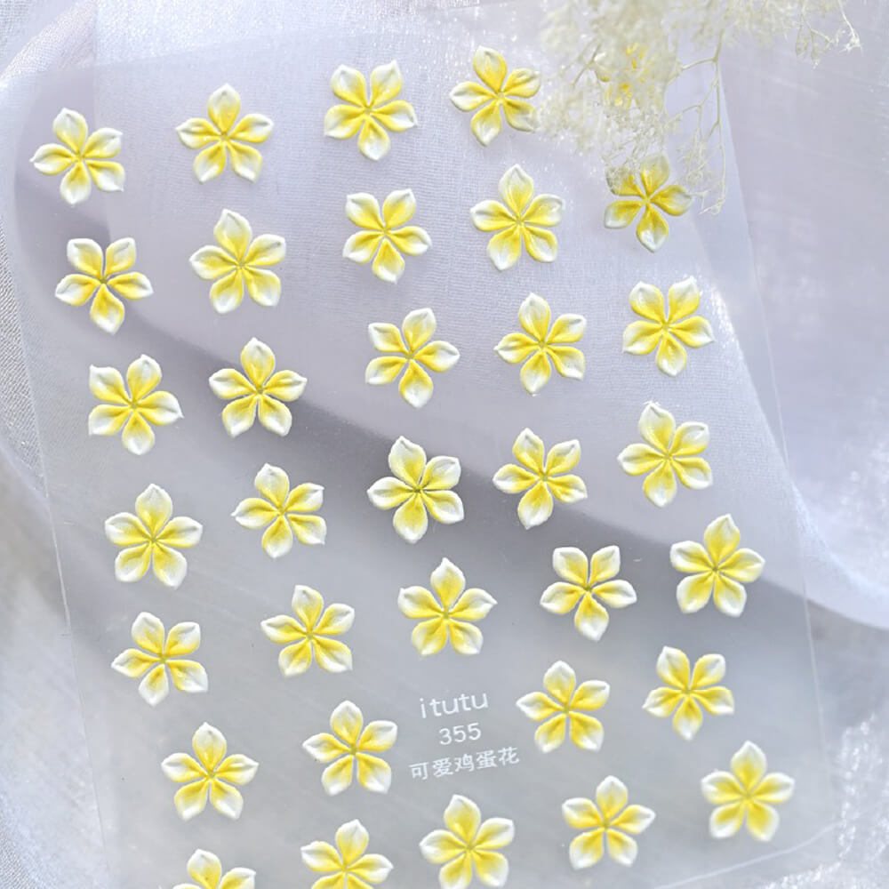 3D embossed lily flower nail stickers, cute floral nail decals