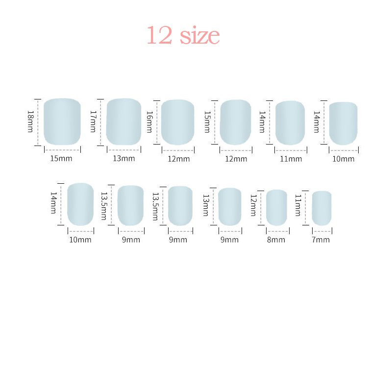 #110 Blue Chessboard Design Short Length Squoval Shape Fake Nails - moepak123