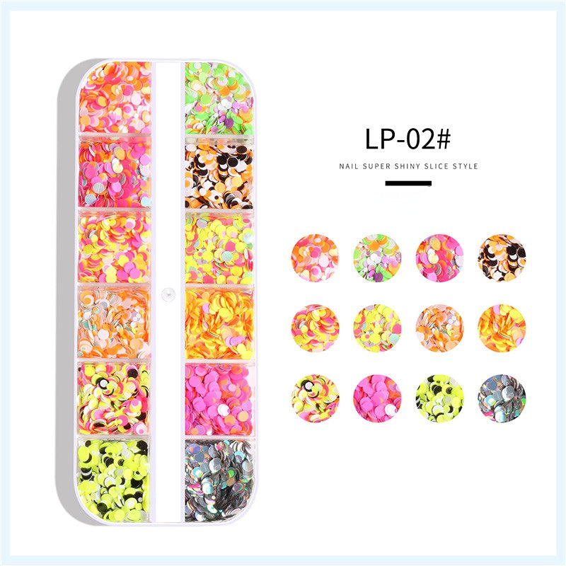 12 Grids Round Nail Art Sequins Ultra Thin Glitter Laser Sequin